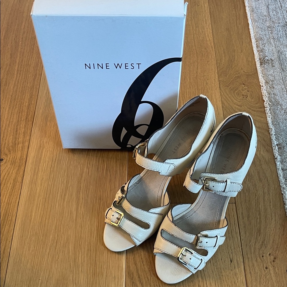 Nine West Women's White Buckle Sandals
